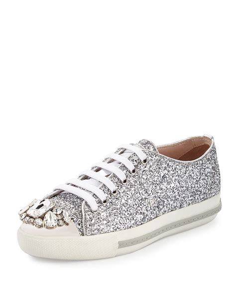 miu miu glitter tennis shoes|miu mi u sneakers.